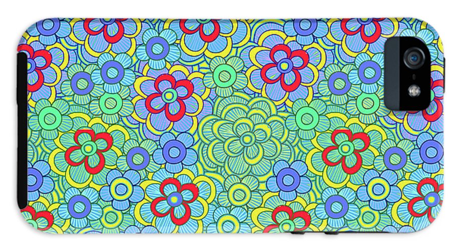 Green Retro Flowers - Phone Case