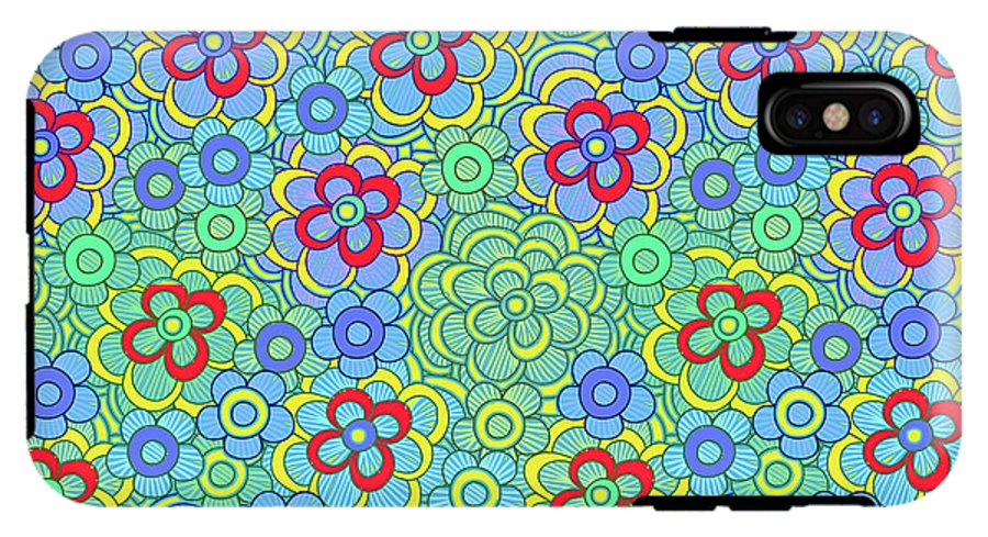 Green Retro Flowers - Phone Case
