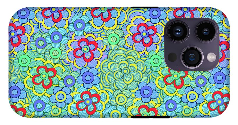 Green Retro Flowers - Phone Case