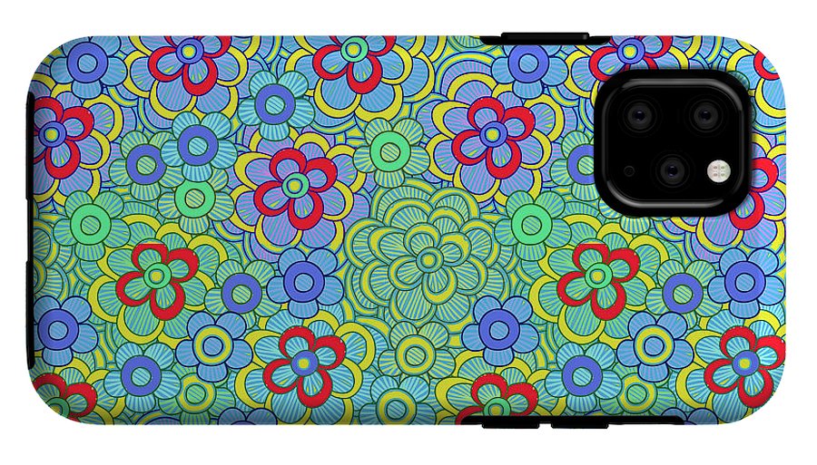 Green Retro Flowers - Phone Case