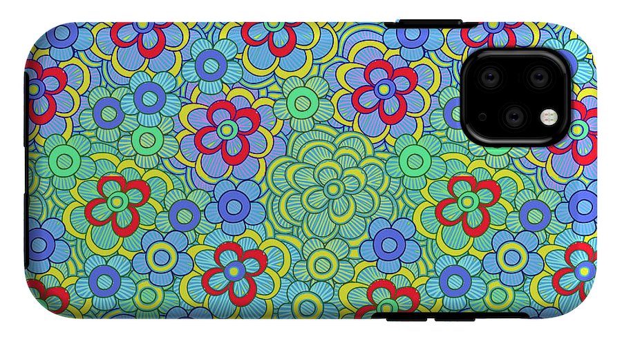 Green Retro Flowers - Phone Case