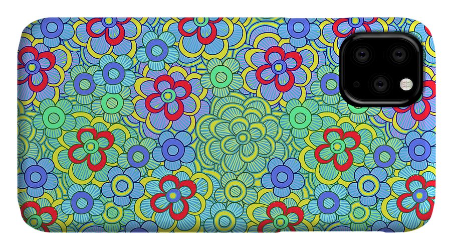 Green Retro Flowers - Phone Case