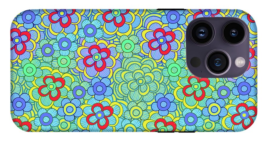Green Retro Flowers - Phone Case