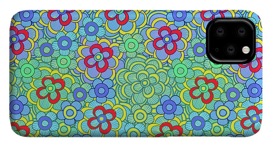 Green Retro Flowers - Phone Case