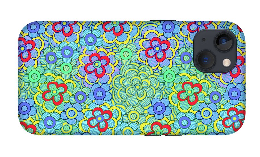Green Retro Flowers - Phone Case