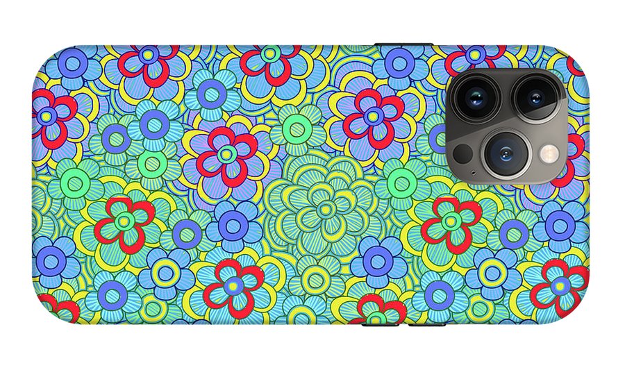 Green Retro Flowers - Phone Case