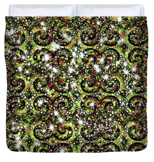 Green Sparkle Swirl - Duvet Cover