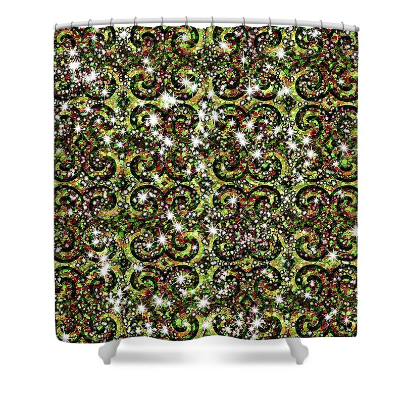 Green Sparkle Swirl - Shower Curtain