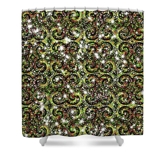 Green Sparkle Swirl - Shower Curtain