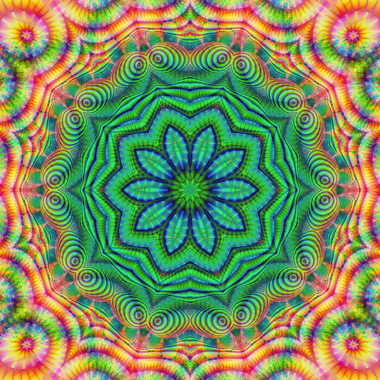 Green Fractal Kaleidoscope Digital Image Download
