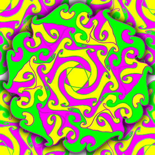 Green Pink Retro Mandala Digital Image Download