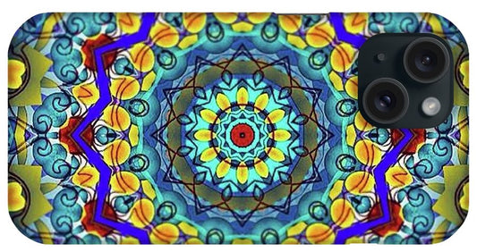 Hand Drawn Sea Green With Swirls Kaleidoscope - Phone Case
