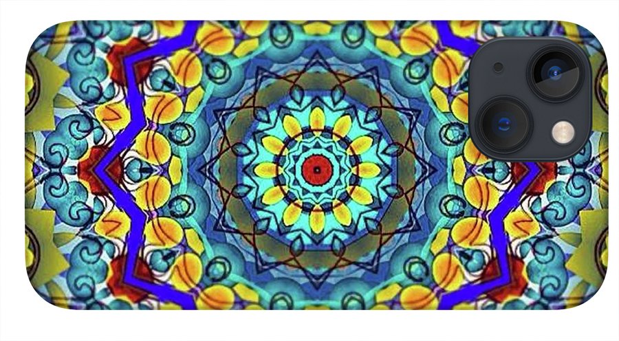Hand Drawn Sea Green With Swirls Kaleidoscope - Phone Case