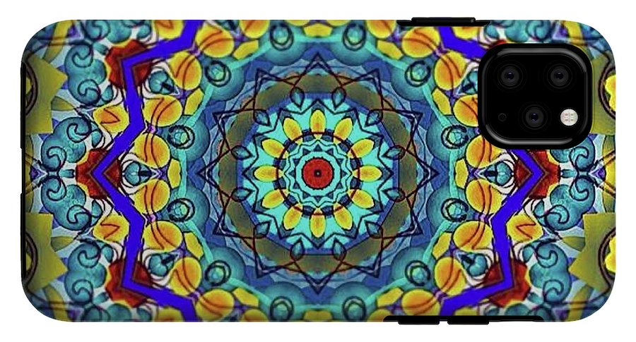 Hand Drawn Sea Green With Swirls Kaleidoscope - Phone Case
