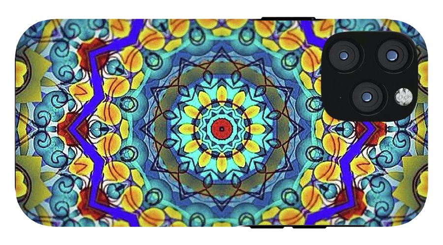Hand Drawn Sea Green With Swirls Kaleidoscope - Phone Case