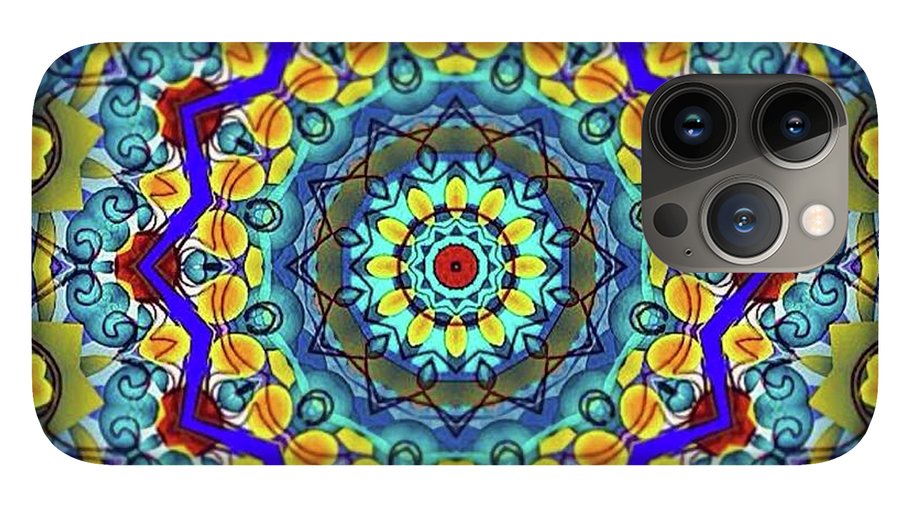 Hand Drawn Sea Green With Swirls Kaleidoscope - Phone Case