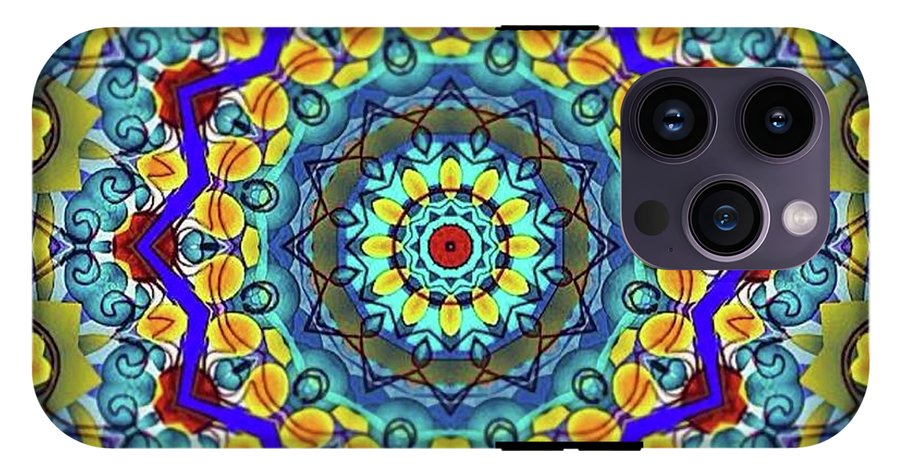 Hand Drawn Sea Green With Swirls Kaleidoscope - Phone Case