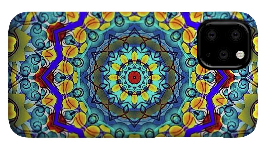 Hand Drawn Sea Green With Swirls Kaleidoscope - Phone Case