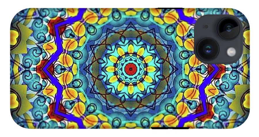Hand Drawn Sea Green With Swirls Kaleidoscope - Phone Case