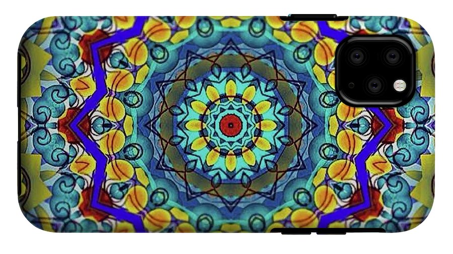 Hand Drawn Sea Green With Swirls Kaleidoscope - Phone Case