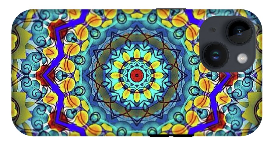 Hand Drawn Sea Green With Swirls Kaleidoscope - Phone Case