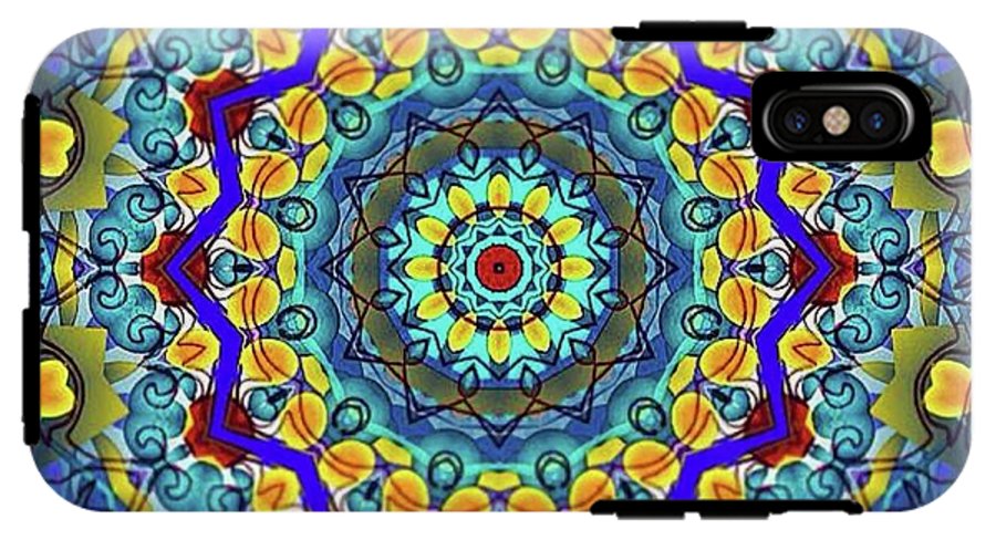 Hand Drawn Sea Green With Swirls Kaleidoscope - Phone Case
