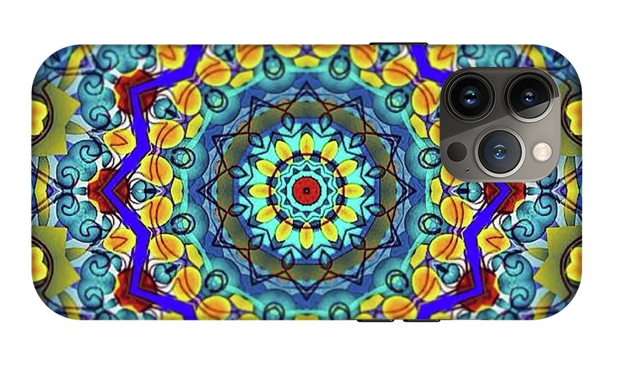 Hand Drawn Sea Green With Swirls Kaleidoscope - Phone Case