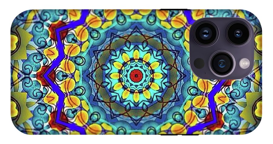 Hand Drawn Sea Green With Swirls Kaleidoscope - Phone Case