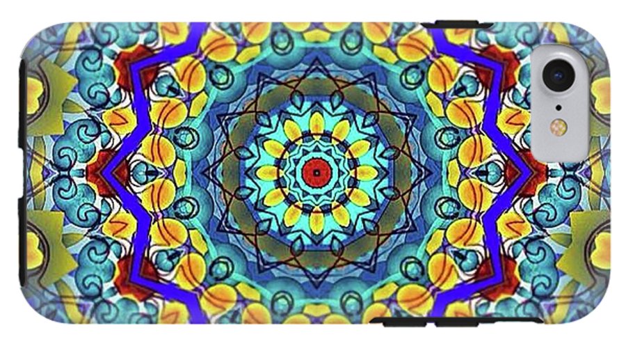 Hand Drawn Sea Green With Swirls Kaleidoscope - Phone Case