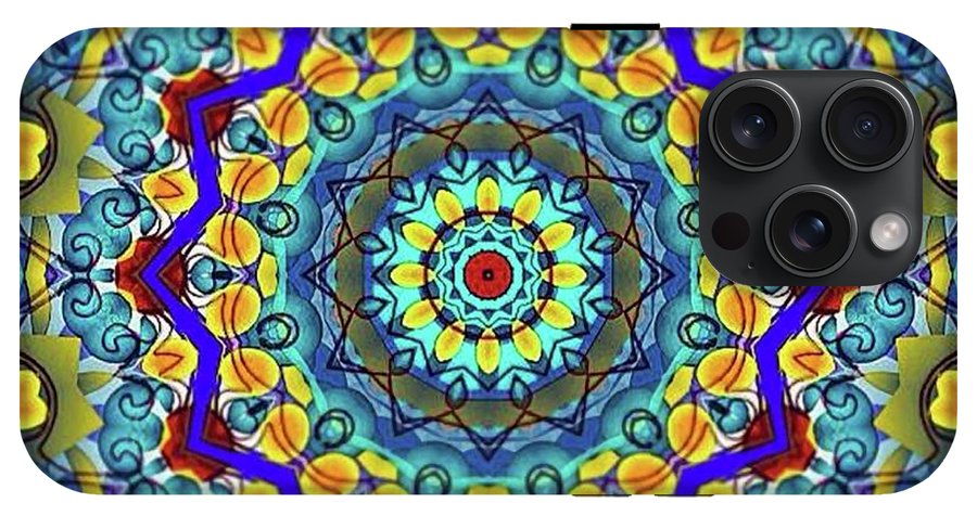 Hand Drawn Sea Green With Swirls Kaleidoscope - Phone Case