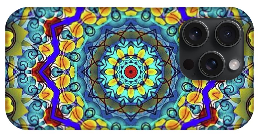 Hand Drawn Sea Green With Swirls Kaleidoscope - Phone Case