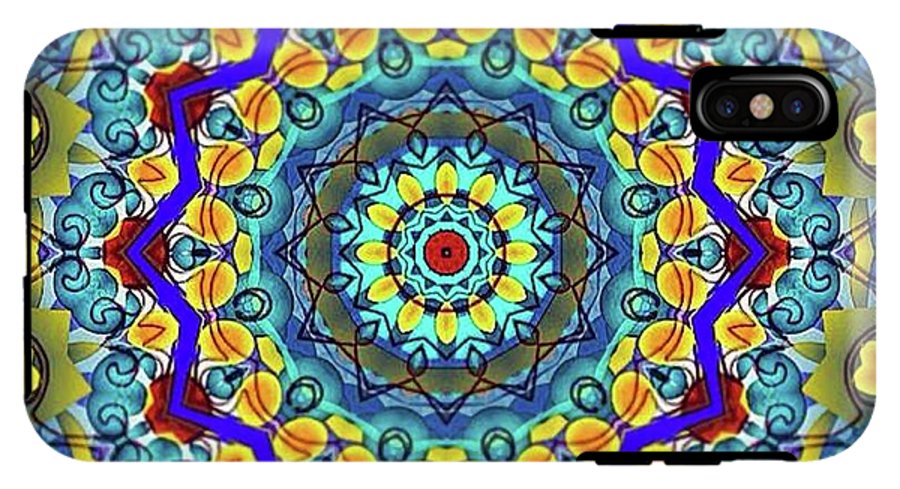 Hand Drawn Sea Green With Swirls Kaleidoscope - Phone Case