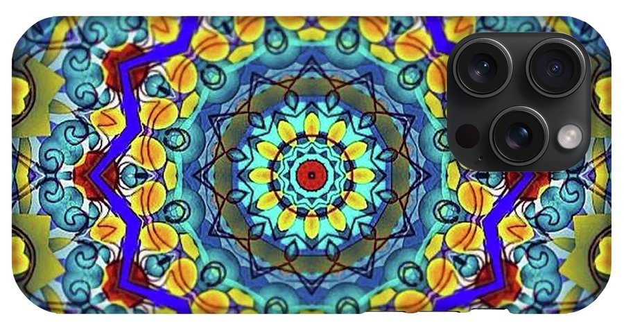 Hand Drawn Sea Green With Swirls Kaleidoscope - Phone Case