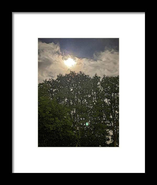 Harvest Moon Over Trees - Framed Print