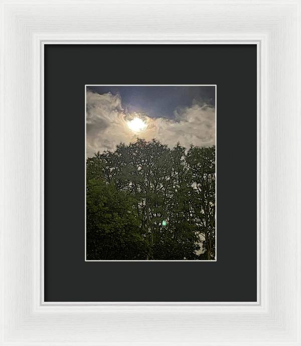 Harvest Moon Over Trees - Framed Print