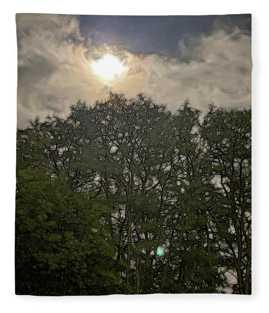 Harvest Moon Over Trees - Blanket