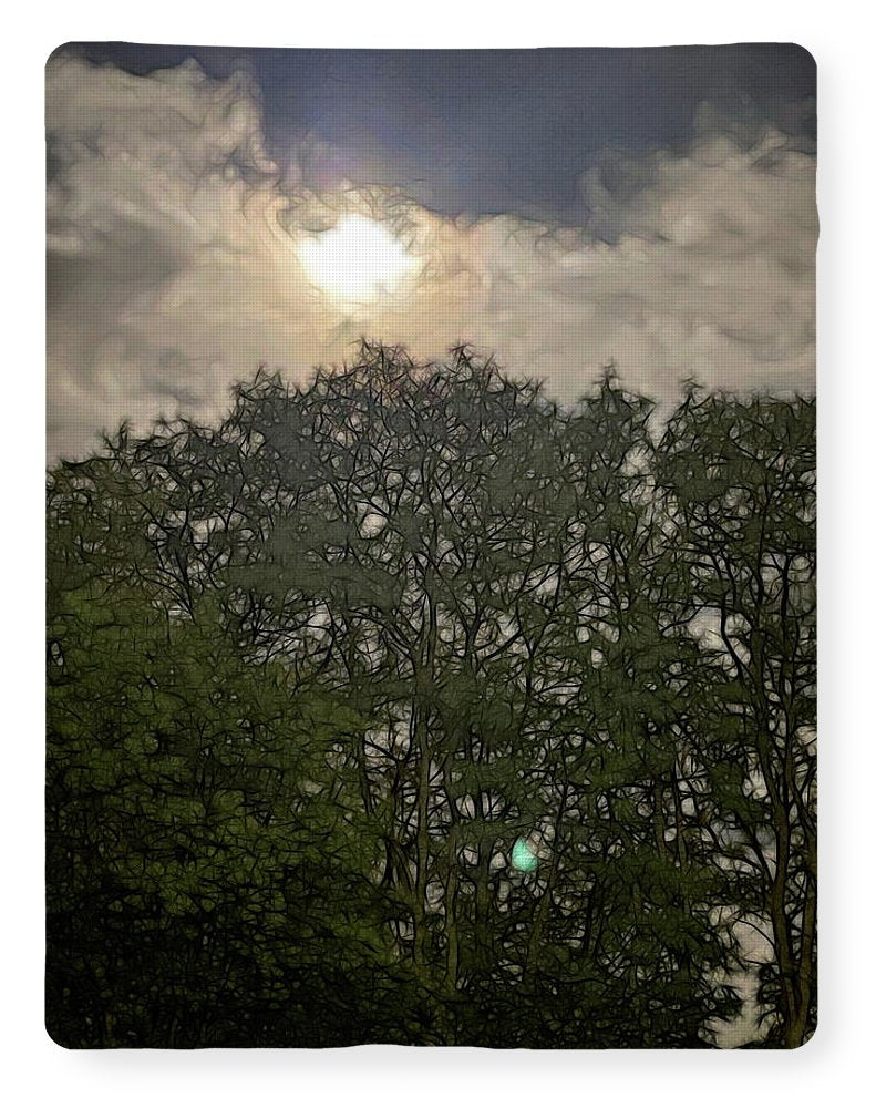 Harvest Moon Over Trees - Blanket