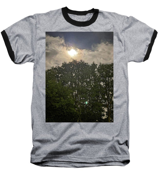 Harvest Moon Over Trees - Baseball T-Shirt