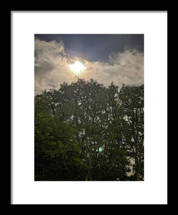 Harvest Moon Over Trees - Framed Print