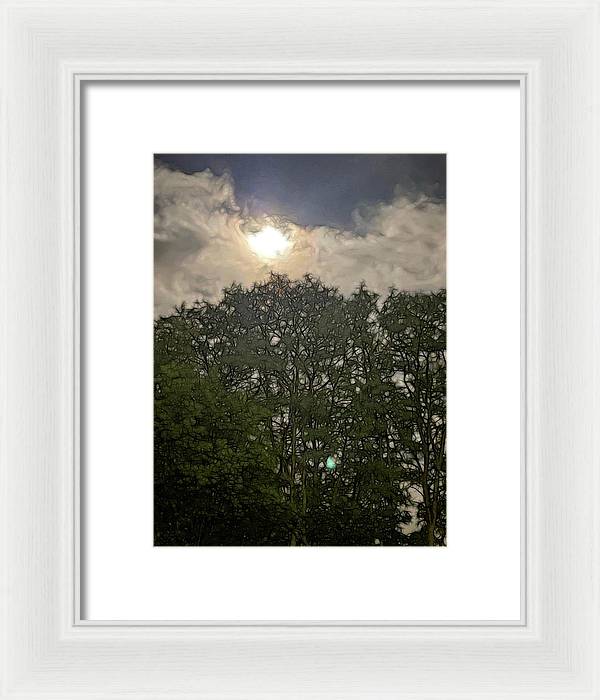 Harvest Moon Over Trees - Framed Print