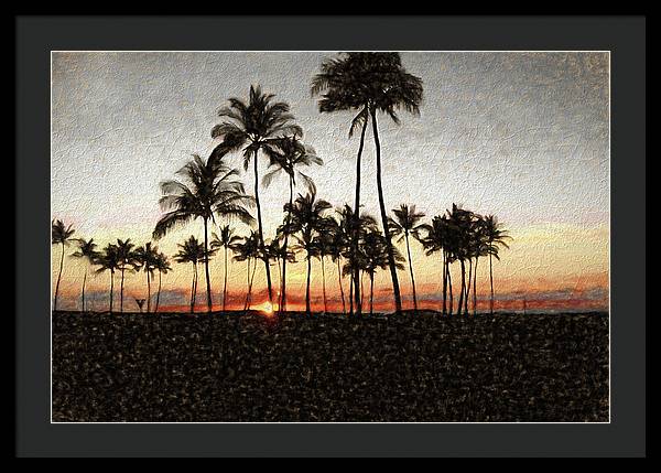 Hawaiian Sunset Rock Painting - Framed Print