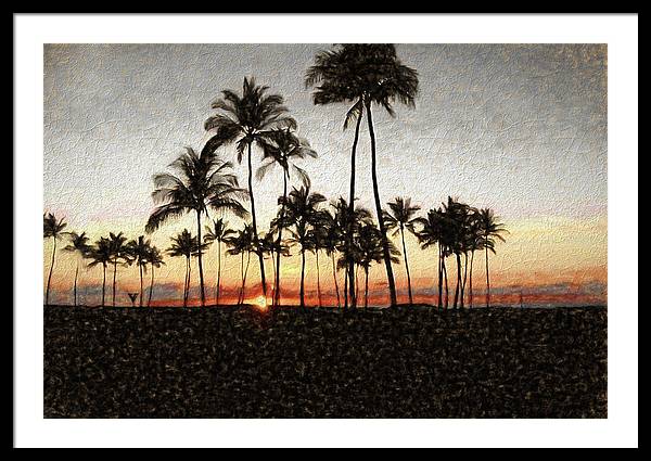 Hawaiian Sunset Rock Painting - Framed Print