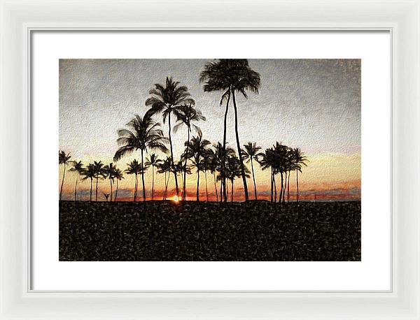 Hawaiian Sunset Rock Painting - Framed Print
