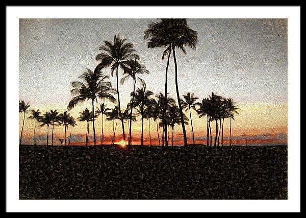 Hawaiian Sunset Rock Painting - Framed Print