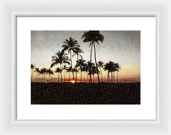 Hawaiian Sunset Rock Painting - Framed Print