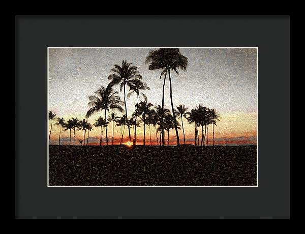 Hawaiian Sunset Rock Painting - Framed Print