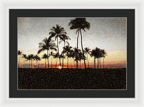 Hawaiian Sunset Rock Painting - Framed Print