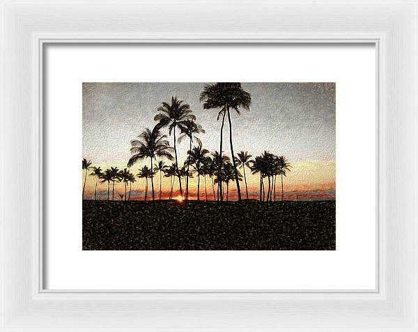 Hawaiian Sunset Rock Painting - Framed Print