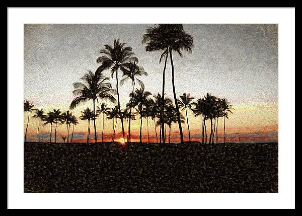 Hawaiian Sunset Rock Painting - Framed Print