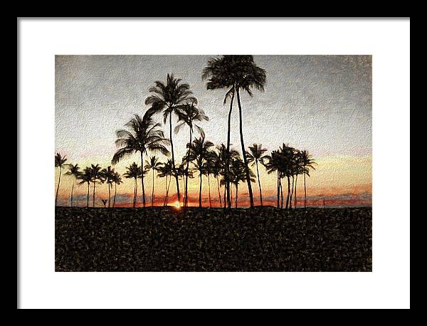 Hawaiian Sunset Rock Painting - Framed Print